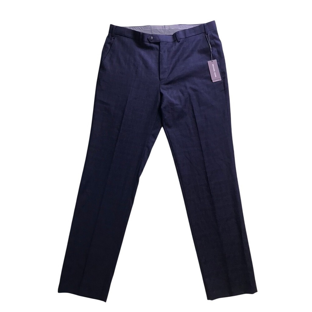 Michael Kors Dress Pants Mens 38W x 34L Blue Classic Fit Malone Plaid